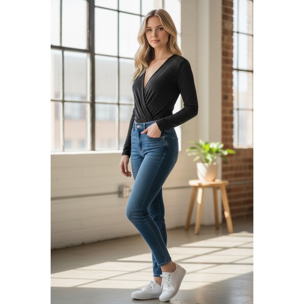 Thompson‎ Sparkling Black Wrap Bodysuit
